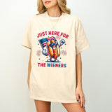 Just Here For The Wieners T-Shirt, 4th of July Funny Hot Dog T-Shirt, Independence Day Design, Retro 4th of July America Patriotic T-Shirt