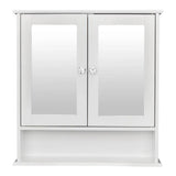 2-Door Wall Mounted Bathroom Medicine Cabinet with Mirror in White