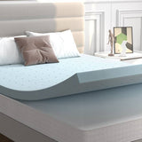 King size, 4-inch Thick, Soft Gel, Memory Foam, Mattress Topper, Light Blue