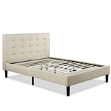 King size Taupe Beige Upholstered Platform Bed Frame with Headboard