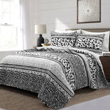 King Size, Animal Print, Black, White, Thin/Light, Reversible, Quilt Sett