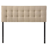 King size Beige Fabric Upholstered Mid-Century Style Headboard