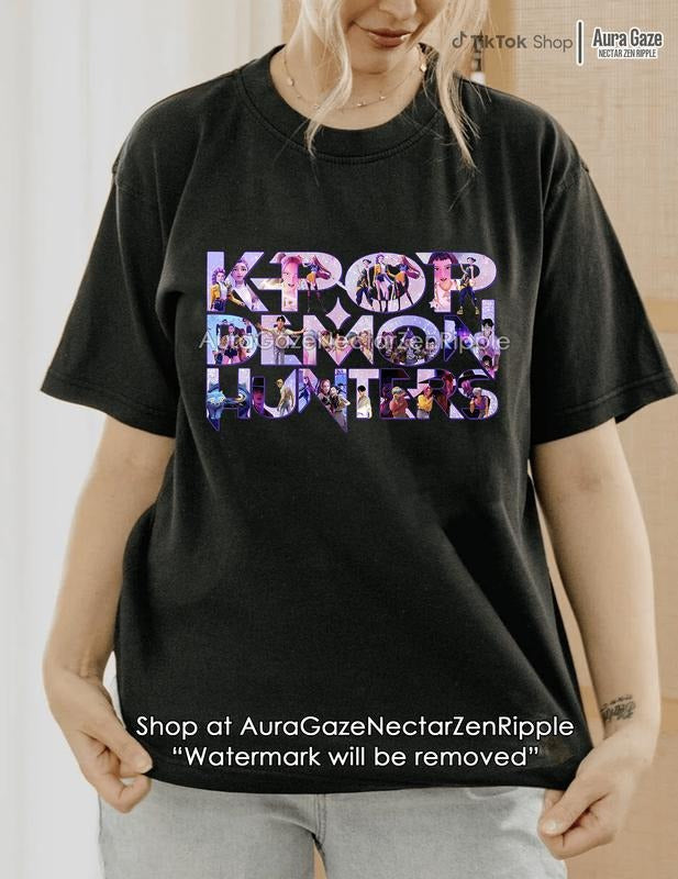 KPop Demon Hunters Comfort Colors Unisex Tshirt For Fan, KPop Demon Hunters Shirt, Celebrity Crush Movie Merch, Huntrix, Saja Boys Tee