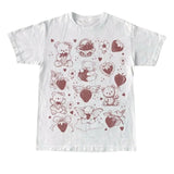 Kawaii Sweet Teddy Bear Strawberry Collage Vintage Graphic Tshirt, Retro Bears With Strawberries Shirt, Funny Gag Shirts, Cute Bear Tee Top Womenswear Underwear Lady Comfort Summer