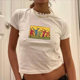 Keith Haring Dancing Baby Tee, Y2K Music Baby Tee, 90s Coquette Baby Tee, 2000s Aesthetic Shirt