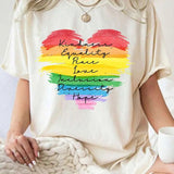 Kindness Equality Peace Love Inclusion Diversity Hope Shirt, LGBT Rainbow Shirt, Black Rainbow Tee, Transgender Rainbow, Equality Heart Shirt