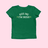 Kiss Me I_m Irish Y2K 2000's Baby Tee - Women's Fitted St Patrick's Day Baby Tee For Women - Y2K 2000's Style Y2k St Pattys Tee Shamrock Irish Tee