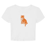 Kitty Cropped Graphic T-Shirt, Y2K Clothing, Trendy Cat Cute Crop Top