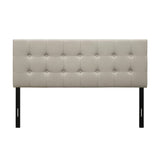 Full size Button-Tufted Headboard in Light Grey Taupe Beige Upholstered Fabric