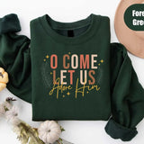 Let Us Adore Him Shirt, Nativity Xmas Shirt, Christian Christmas Sweatshirt, Religious Christmas Gift, Family Faith Shirt Casual Classic Collar Cotton