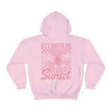 Lets Watch The Sunset Hoodie, Sunset Hoodie, Sunset Summer Hoodie, Summer Clothes Shirt Knit Classic Fabric Jersey Collar Garment Long Casual Cotton