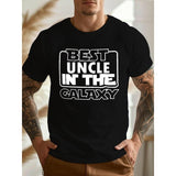 Lightweight Shirt| Best Uncle in the for Galaxy" Men's White Graphic Tee - Casual Crew Neck Short Sleeve, Lightweight & Comfy Cotton Summer Shirt, Uncle Tshirt Made in USA
