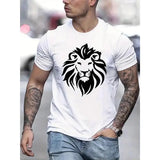 Lion Bold Graphic Tee - Ultra-Soft Short Sleeve T-Shirt for Men - Stretchy, Breathable, Casual Summer Fashion Made in USA