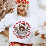 Look at Me All Festive  Christmas Sweatshirt. Relaxed Christmas Unisex Pullover Crewneck Sweatshirt.