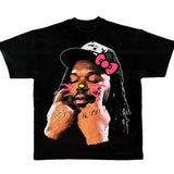 Lucki Black Face Tee Kitty T-Shirt - Cotton Fabric - Men's Streetwear Top