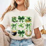 Lucky Shamrock Coquette St Patrick's Day Shirt, St Patrick's Lucky Charm Tshirt, Irish Coquette Shirt, Long Sleeve or Short Sleeve