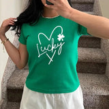 Lucky St Patrick's Day Crewneck, Lucky Heart, Shamrock Baby Tee, Unisex Baby Tee, Saint Patrick's Day, St Patrick's Day, Y2K 2000's Style, Streetwear Style1