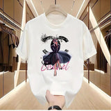 Luxury Black Girl CC Cotton High Quality Print Short Sleeve Couple Tees for Men & Women Summer Outfit, Gift for Him or Her, Casual T-Shirt Anniversary Elegance Womenswear Soft