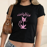 M@zzy Star Baby Tee - Gothic Y2k Tee Shirt, M@zzy Star Cat Tshirt, Vintage Band Graphic Shirt, 90s Baby Tee, Concert 90s Band Baby Tee