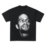 MALCOLM X JUMBO GRAPHIC BOOTLEG T-SHIRT - STREETWEAR