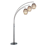 Modern, Mid-Century, Bohemian,  Arch, Floor Lamp, Barrel Lights, 3-light