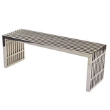 Modern Mid-Century Stainless Steel Accent Bench