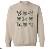 Mallard Duck and Camo Bow Crewneck Sweatshirt, Hoodie Stylish Hunting-Themed Apparel for Duck Hunting Enthusiasts, Comfortable and Warm Sweatshirt
