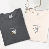 Mama Goose Dada Goose Comfort Colors Shirt - Mother's Day Gift  Pregnancy Gift Silly Auntie Goose Mom Baby Announcement Shirts Family Crewneck Cotton Fabric Top Womenswear