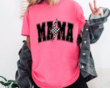 Mama with Checkered Lightning Bolt Casual Everyday T-Shirt. Perfect Mom Gift