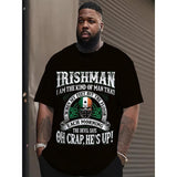 Men'S Irishman Graphic Tee, Casual Crew Neck Short Sleeve T-Shirt with Cartoon Skull Clover Print, Knit Cotton Fabric, Stretch Fit, Machine Washable, Perfect St. Patrick'S Day Gift Made in USA