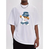 Men's 100% cotton bear graphic print t-shirt, short sleeve crew neck t-shirt, summer outdoor wear for men Menswear Top