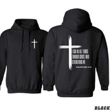 Men's Cross & Letter Print Drop Shoulder Hoodie, Trendy Graphic Pullover, Casual Streetwear Hoodie for Men