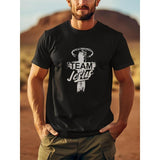 Men's Front Printed Short-sleeved T-shirt - Comfortable & Breathable Cotton - Vintage Pullover Top - Jesus, Peace, Faith Made in USA
