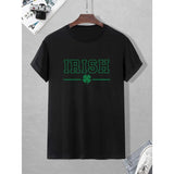 Men's IRISH Lucky Style Print Short Sleeve T-Shirts, Comfy Casual Elastic Crew Neck Tops For Men's Outdoor Activities Made in USA