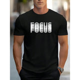 Men's Letter Print Round Neck T-Shirt Made In USA