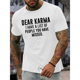 Men's Navy Blue "Dear for KARMA" Graphic Tee - Casual Cotton Short Sleeve T-Shirt with Humorous Print, Machine Washable for Summer Made in USA