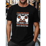 Men's Oversized T-Shirts, Gamepad Graphic Print Men's Short Sleeve T-Shirt Menswear Top Embroidered Tshirt