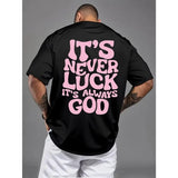 Men's Vintage "It's Never Luck" Printed Short Sleeve Round Neck Casual Sports T-Shirt Menswear Top