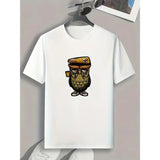 Mens Owl Graphic Tee - Comfy Casual T-Shirts for Summer, Halloween Costume Ideas, Unique Gift for Him - Owl Lover's Favorite Made in USA