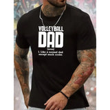 Mens Volleyball Dad Print T-shirt - Comfortable Crew Neck, Short Sleeves for Summer Cool - Stylish Casual Wear with Bold Design for Everyday Versatility Made in USA