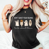 Mental Health Halloween Shirt, Don't Ghost Your Feelings, Halloween School Psychologist Shirt Collar Fabric