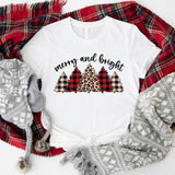 Merry And Bright Shirt, Leopard Christmas Tree T-Shirt, Cute Christmas Gift Tee, Holiday Shirt, Leopard Lover Xmas Gift Shirt.