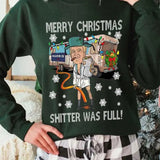 Merry Christmas For Trump Unisex Sweater For Men - For Women,  Shitter Was Full Sweashirt, Vintage Christmas Tshirt, Casual Cotton Top Soft Pullover