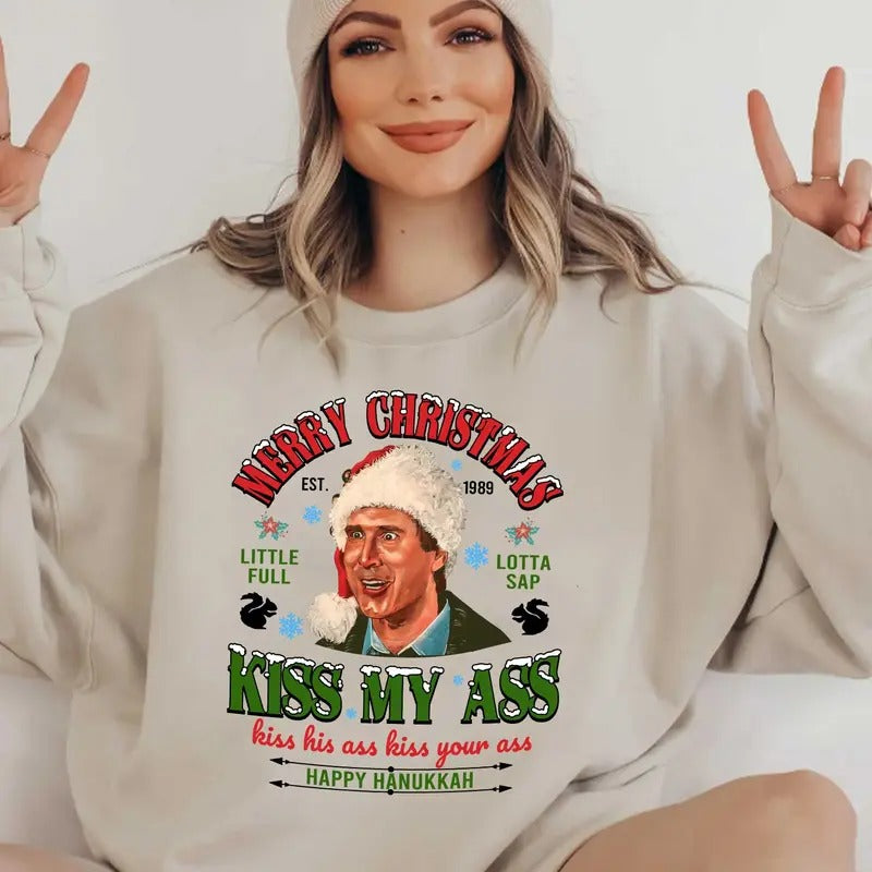 Merry Christmas Kiss My A$$ Shirt, Griswold Family Christmas Vacation, Funny Xmas Holiday Tee Sweater Hoodie, Vintage Gift For Christmas