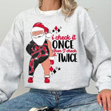 Merry Christmas Santa Shirt, Santa, I Check It Once Then I Check It Twice T-shirt, Sweatshirt, Hoodie Cotton Fabric