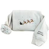 Merry Christmas embroidered Reindeers Crewneck Sweatshirt for Women - Comfort, Fit christmas sweatshirt