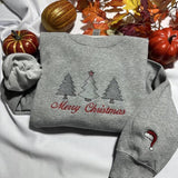 Merry Christmas embroidered crewneck Christmas embroidered sweatshirt; Long sleeve Christmas crewneck