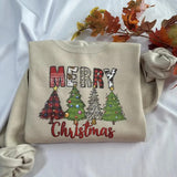 Merry Christmas sweatshirt; Christmas trees crewneck