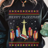 Merry Glizzmas Tshirt Sweatshirt, Funny Christmas Sweatshirt, Funny Hot Dog Shirt, Unisex Sweater Pullover Tee