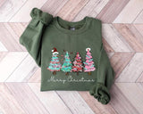 Merry and Bright Trees Sweatshirt, Women's Christmas Shirt, Womans Holiday Shirt, Christmas Gift, Chic Winter Shirt, Cute Holiday Tee